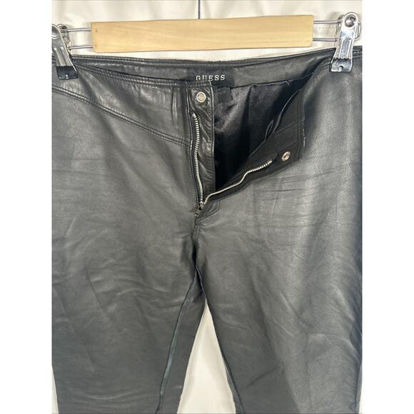 Woman’s Guess Black Leather Skinny Bottom Zip Pants Size 6 - Picture 2 of 4
